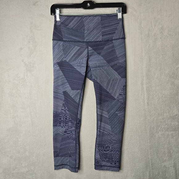 lululemon athletica Pants - Lululemon Wunder Under Crop Hi-Rise Full on Luxtreme Navy Striped Leggings